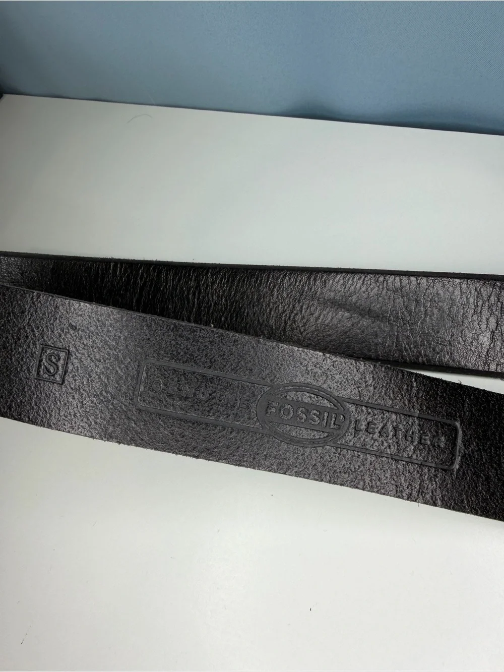 Fossil Unisex Belt Black With Silver Tone Metal Leather Black Belt Vintage Sz S
